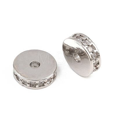 Brass Micro Pave Clear Cubic Zirconia Beads KK-H292-40P-1