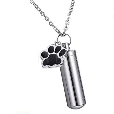 Column and Paw Urn Ashes Pendant Necklace BOTT-PW0001-077P-1