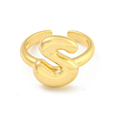 Brass Letter Open Cuff Rings for Women RJEW-G313-01S-G-1