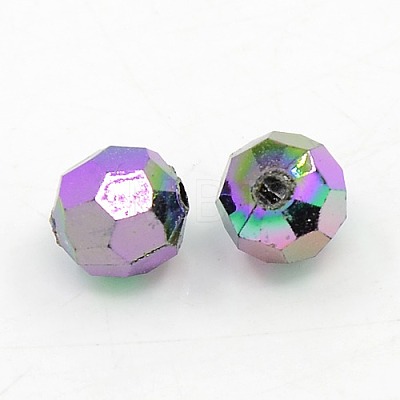 Plating Plastic Acrylic Faceted Round Beads PACR-L002-6mm-M-1