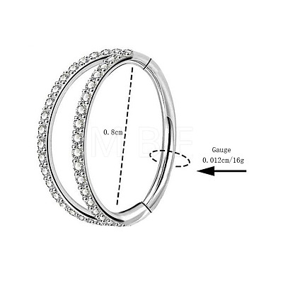 316 Surgical Stainless Steel Micro Pave Clear Cubic Zirconia 2 Line Hoop Cartilage Earrings WGDA01E-03-1