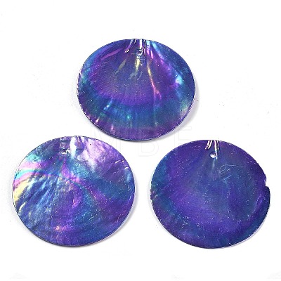 Spray Painted Natural Capiz Shell Pendants SSHEL-Z002-01D-1