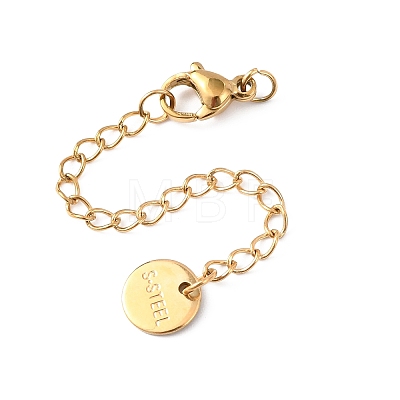 304 Stainless Steel Chain Extender with Flat Round Charms STAS-G383-04G-1