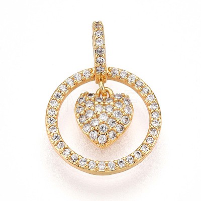 Brass Micro Pave Cubic Zirconia Pendants KK-N261-23A-G-1