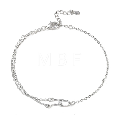 Brass Micro Pave Clear Cubic Zirconia Link Bracelets BJEW-E114-01E-P-1