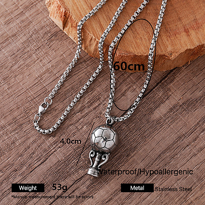 304 Stainless Steel Sports Pendant Necklaces for Men DC6547-4-1