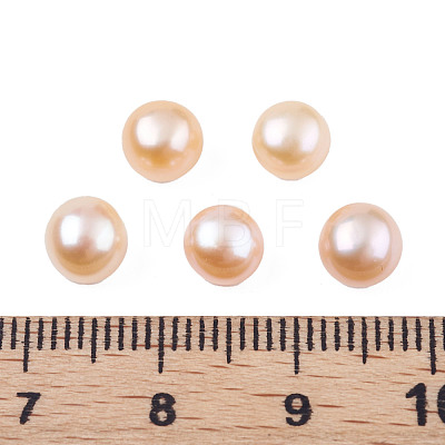 Half Drilled Natural Cultured Freshwater Pearl Beads PEAR-N020-06A-1