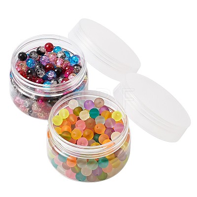 Transparent Frosted Glass Beads and Two Tone Crackle Glass Beads FGLA-CD0001-01-1