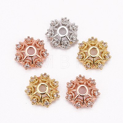 CZ Brass Micro Pave Cubic Zirconia Flower Bead Caps ZIRC-L003-8mm-01-1