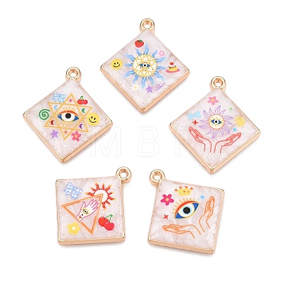 Printed Rack Plating Alloy Enamel Pendants ENAM-T020-05F-1