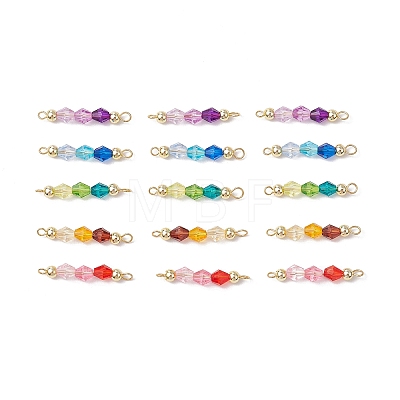 15Pcs 5 Colors Acrylic Bicone Beaded Connector Charms PALLOY-JF03476-1