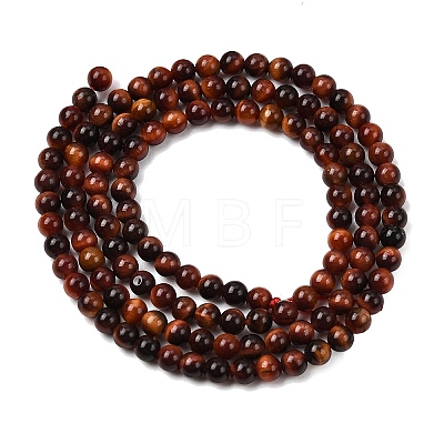 Dyed & Heated Natural Red Tiger Eye Bead Strands G-K146-50-3mm-01-1
