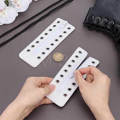 PU Leather Lace-in Boot Zipper Inserts DIY-WH0750-404B-1