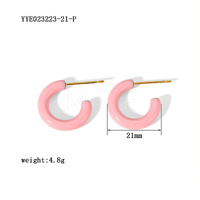 Simple and Elegant Stainless Steel C-shaped Stud Earrings KI0943-2-1