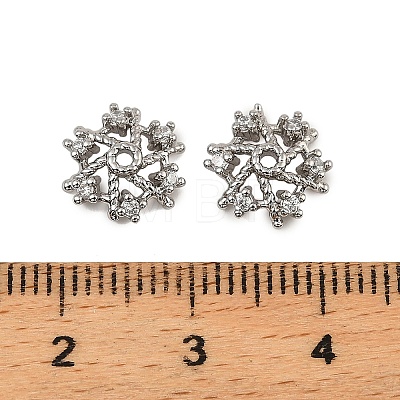 Brass Micro Pave Clear Cubic Zirconia Bead Caps KK-K374-24P-1