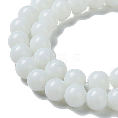 Opaque Solid Color Glass Round Beads Strands GLAA-F032-8mm-01-1