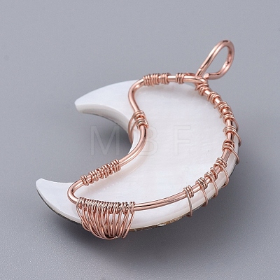 Natural Shell Wire Wrapped Pendants SSHEL-L015-16-1