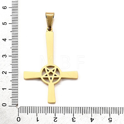 304 Stainless Steel Saint Peter's Cross Pendants STAS-R171-06G-1