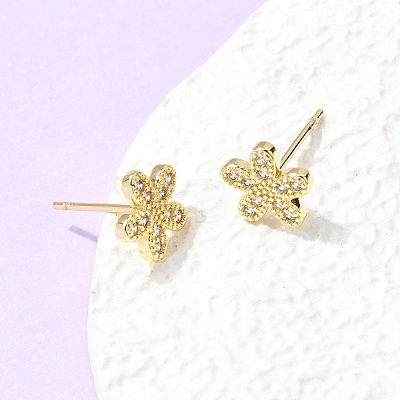 Valentine's Day Brass Micro Pave Clear Cubic Zirconia Stud Earrings EJEW-C186-22G-03-1