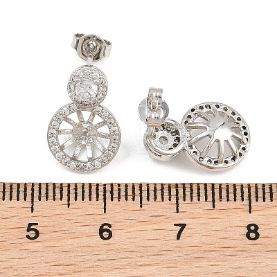 Brass Micro Pave Cubic Zirconia Stud Earring Findings CU-CBAA5EE-02P-1
