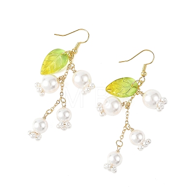 Shell Pearl & Glass Dangle Earrings EJEW-TA00821-1