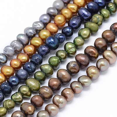 Dyed Natural Cultured Freshwater Pearl Beads Strands PEAR-L021-05-01-1