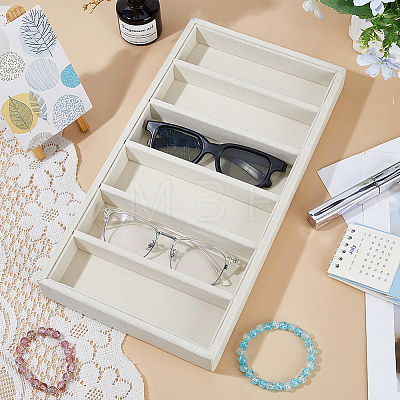 6 Grids Rectangle MDF Covered with Velvet Glasses Organizer Trays CON-WH0110-318B-1