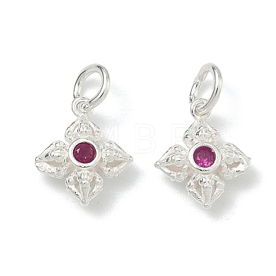 Buddhist 925 Sterling Silver with Glass Cross Dorje Vajra Charms STER-A050-07S-1