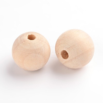 Unfinished Natural Wood Beads X-WOOD-S651-16mm-LF-1