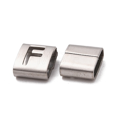 Letter Style 201 Stainless Steel Square Slide Charms STAS-L132-M-1