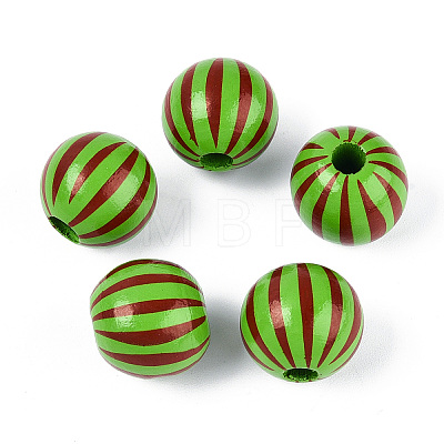 Christmas Spray Painted Schima Wood Beads WOOD-T032-35B-1