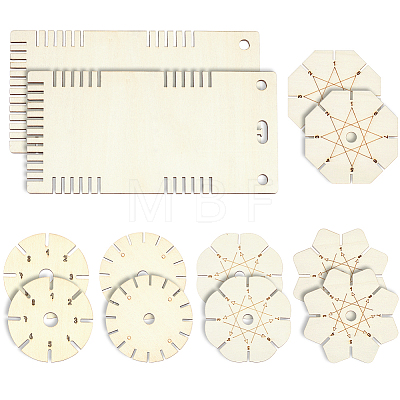 12Pcs 6 Styles Wood Braiding Disks AJEW-GA0009-99-1