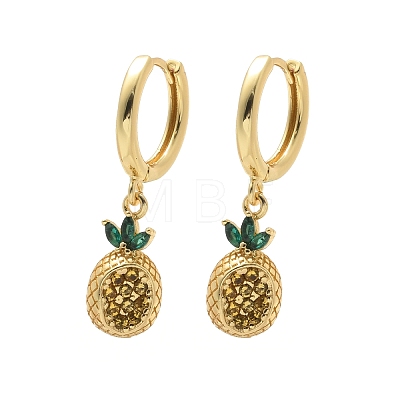 Brass Cubic Zirconia Hoop Earrings EJEW-Q015-02G-1