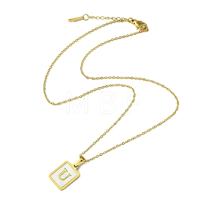 Ion Plating(IP) Rectangle with Initial Letter 304 Stainless Steel Pendant Necklace NJEW-R265-04G-U-1