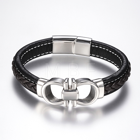 Men's Braided Leather Cord Bracelets BJEW-H559-15G-1