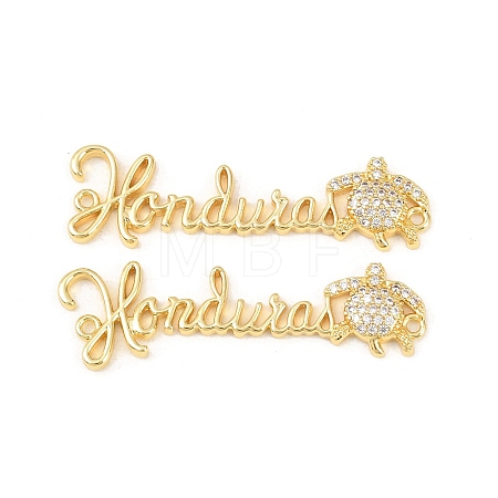 Brass Micro Pave Clear Cubic Zirconia Connector Charms KK-F931-29A-G-1
