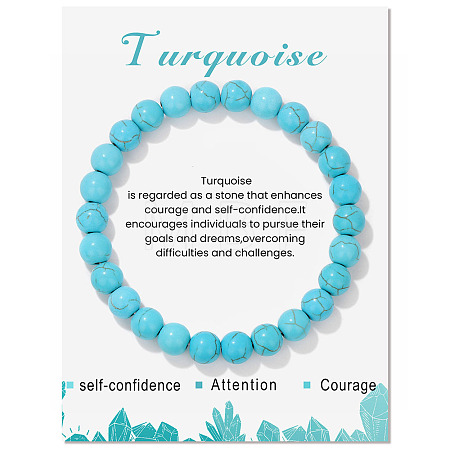 Synthetic Turquoise Beaded Stretch Bracelets PW-WG7FE75-19-1
