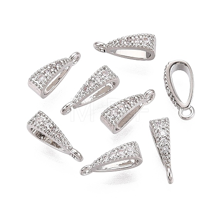 Brass Micro Pave Clear Cubic Zirconia Pendant Bails KK-G542-03S-1