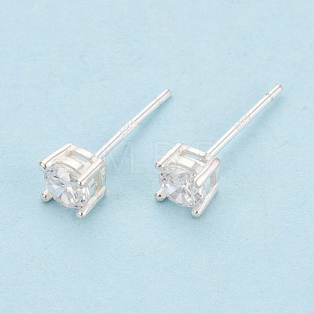 925 Sterling Silver & Clear Cubic Zirconia Stud Earrings STER-T008-70S-01-1