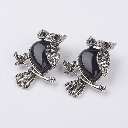 Natural Dyed & Heated Black Agate Pendants G-E442-01R-1