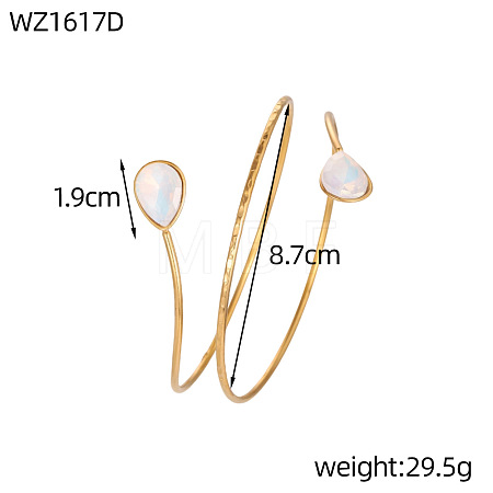 304 Stainless Steel & Synthetic Opal Upper Arm Cuff WG5E2A7-02-1