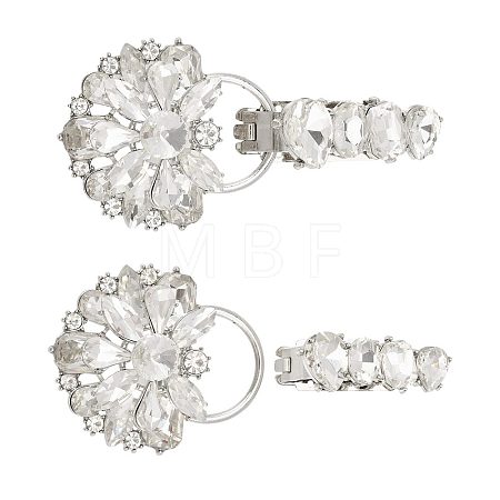 2Pcs Flower Alloy Rhinestone Snap Lock Clasps FIND-FH0018-22A-1