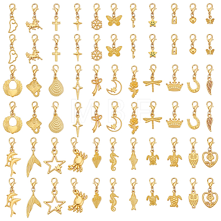 66Pcs 33 Style Alloy Pendant Decorations HJEW-PH02487-1