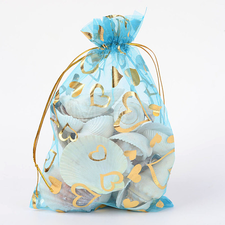 Heart Printed Organza Bags OP-R022-13x18-01-1