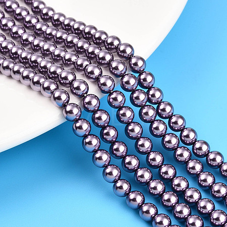 Baking Paint Pearlized Glass Pearl Bead Strands HY-N002-5mm-A14-1