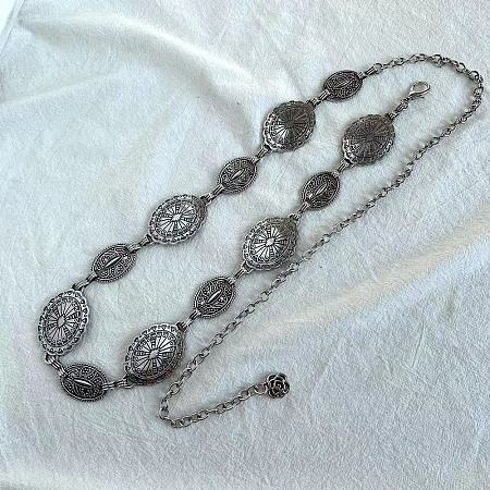 Tibetan Style Zinc Alloy & Iron Oval Link Chain Waist Belly Chains WGB4B33-01-1