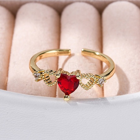 Rack Plating Brass Micro Pave Cubic Zirconia Open Cuff Finger Rings for Women RJEW-M028-90G-1