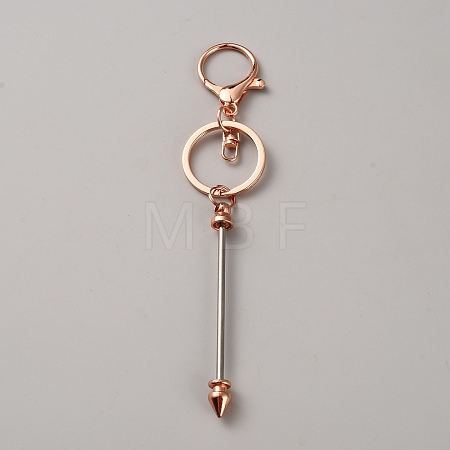 Zinc Alloy Bar Beadable Keychains Clasps KEYC-WH0030-86RG-1