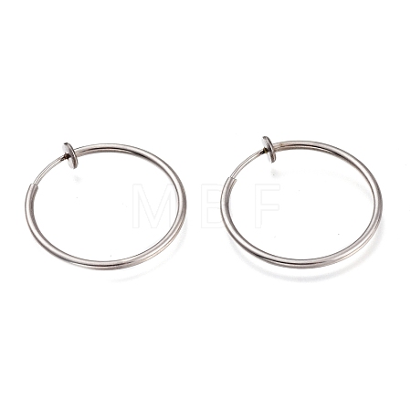 Tarnish Resistant 304 Stainless Steel Retractable Clip-on Hoop Earrings X-STAS-O135-01G-1