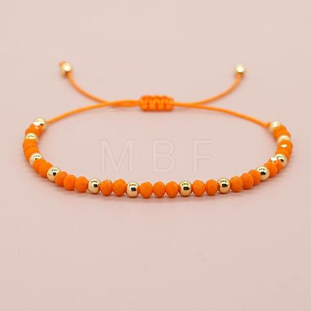 Glass & Brass Round Beads Braided Bead Bracelets RD6595-11-1
